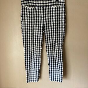 LOFT Zoe Cropped Navy & White Gingham Pants